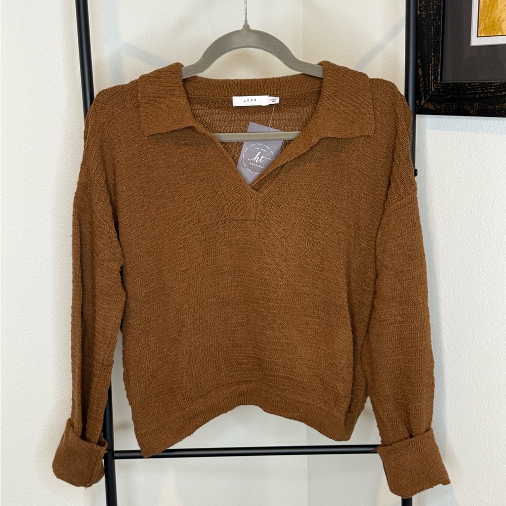Lush Warm Brown Knit Sweater